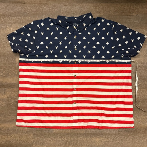 Kingsize 6XL Big American Flag Button Down Shirt USA Patriotic Top - Picture 3 of 5